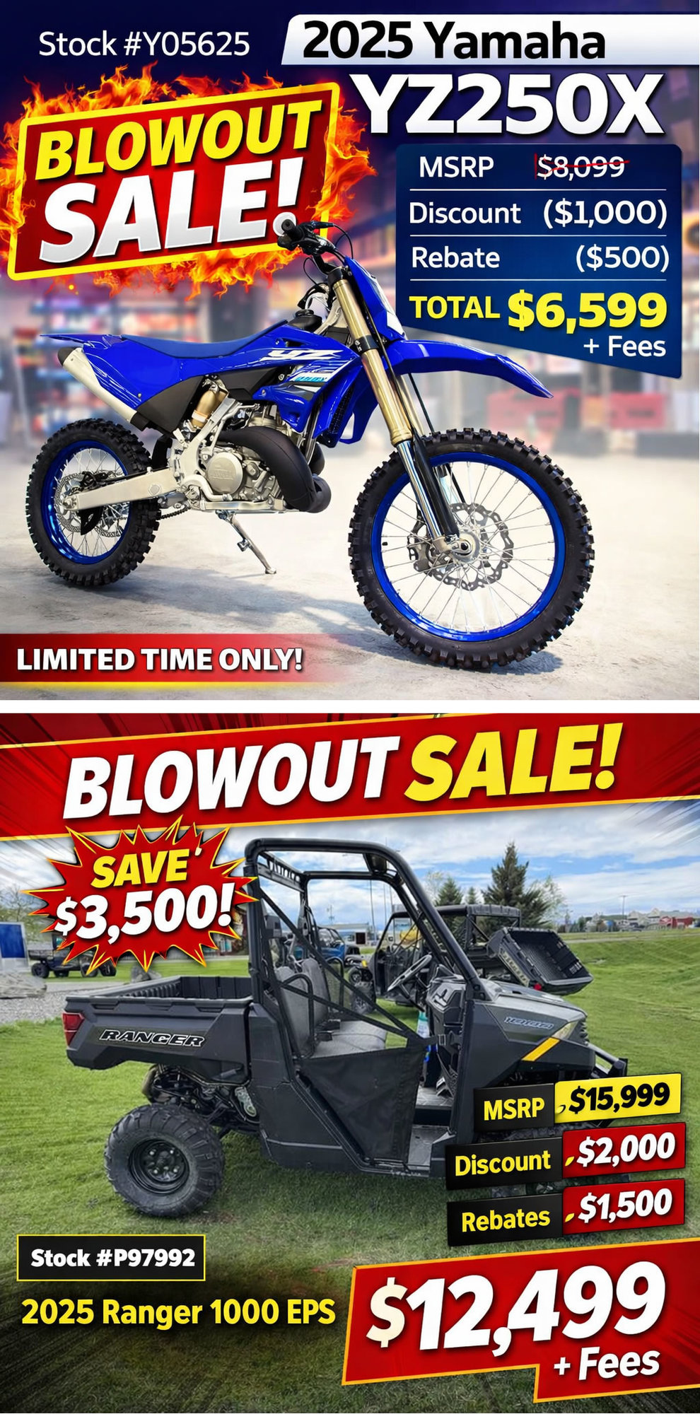 Yamaha YZ250X Polaris Ranger 1000